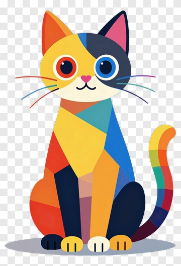 Colorful Cat Illustration PNG