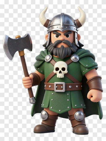 3D Viking Warrior Holding An Axe PNG