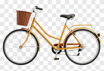 Yellow Bicycle With Basket PNG