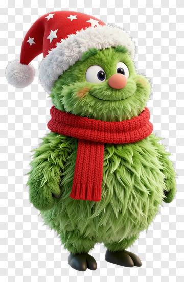Christmas Character Wearing A Santa Hat And Scarf PNG