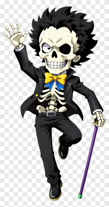 Cartoon Skeleton Character Holding A Cane PNG