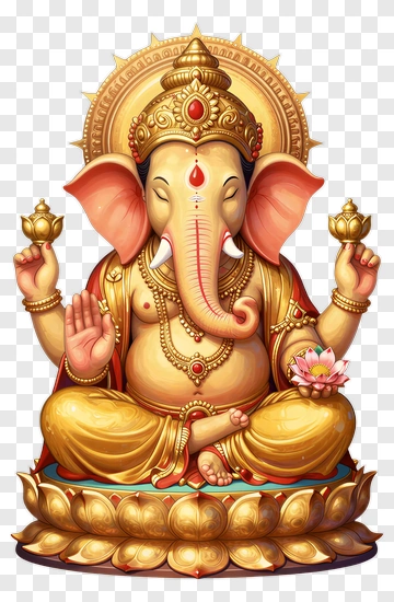 Colorful Ganesh Statue In A Lotus Position PNG