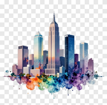 Colorful City Skyline PNG