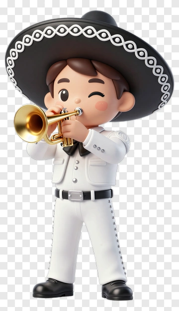 Cartoon Mariachi Playing Trumpet PNG