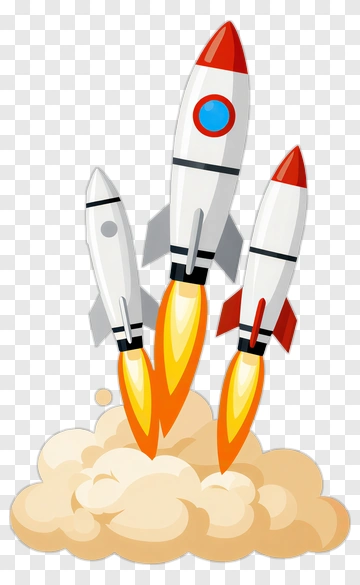 Cartoon Rockets Launching Into Space PNG