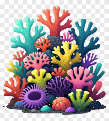 Colorful Coral Reef Composition PNG