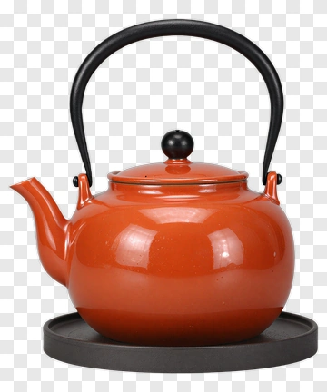 Red Teapot On A Black Tray PNG