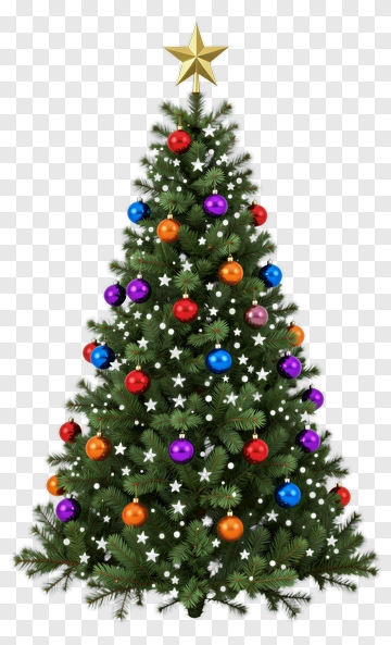 Colorful Christmas Tree With Ornaments PNG