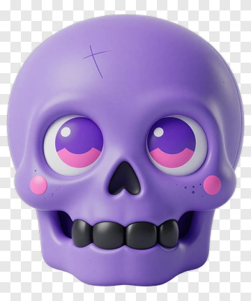 Cartoon Purple Skull With Big Eyes PNG