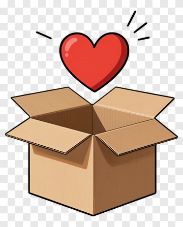 Cartoon Heart Above An Open Box PNG