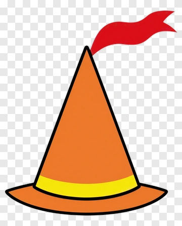 Orange Party Hat With Red Ribbon PNG
