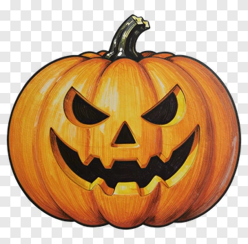 Halloween Pumpkin With A Scary Face PNG