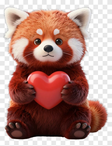 Cute Red Panda Holding A Heart PNG