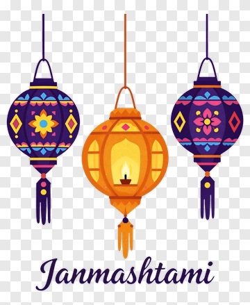 Colorful Lanterns For Janmashtami Celebration PNG