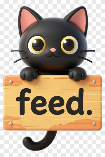 Cartoon Cat Holding A Feed Sign PNG
