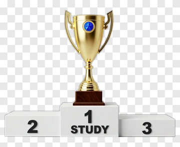 Trophy On A Winner's Podium With Study Label PNG