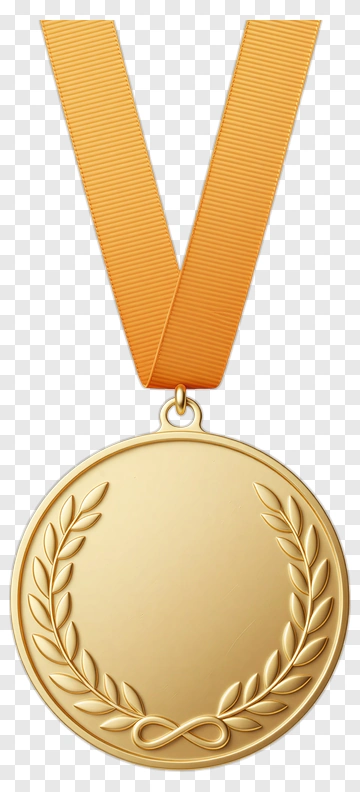 Gold Medal With Orange Ribbon PNG