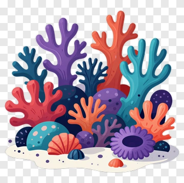 Colorful Coral Reef Composition PNG