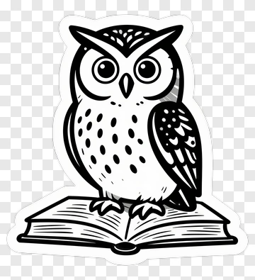Owl Sitting On An Open Book PNG