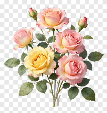 Colorful Rose Bouquet PNG