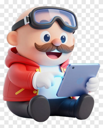 3D Cartoon Character Using A Tablet PNG
