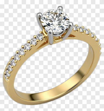 Gold Engagement Ring With Diamond PNG