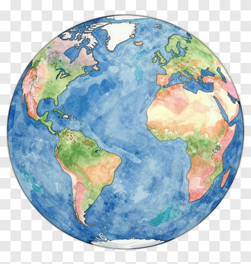 Watercolor Earth Globe PNG