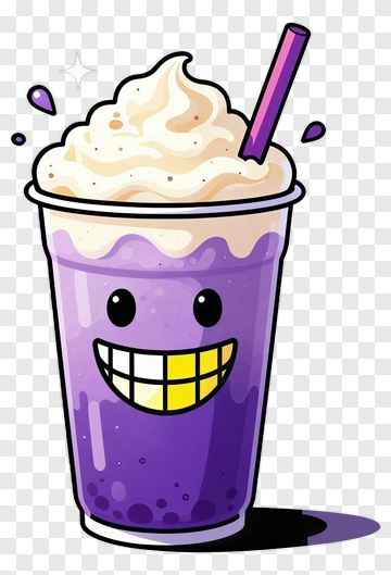 Cartoon Purple Drink With Whipped Cream PNG