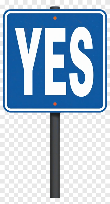 Blue Sign Displaying Yes PNG