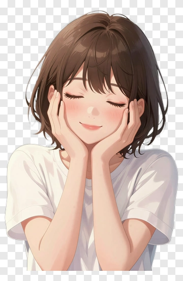 Happy Girl Smiling With Hands On Face PNG