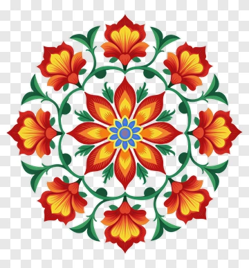 Colorful Floral Mandala Design PNG