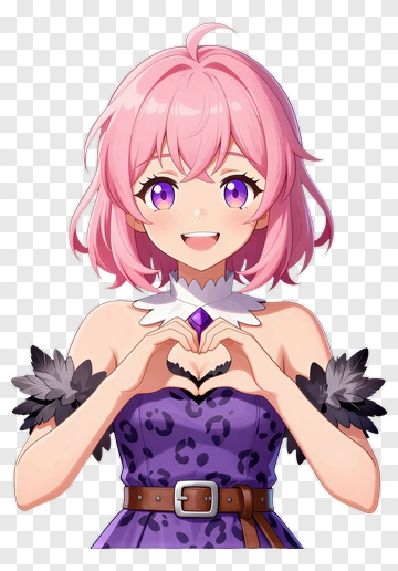 Anime Girl Making A Heart Gesture PNG