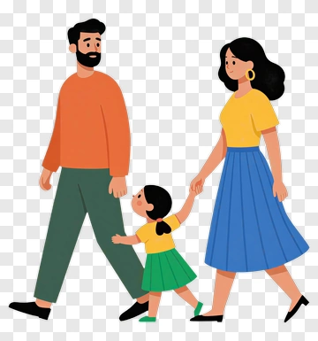 Happy Family Walking Together PNG