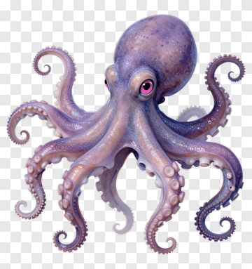 Cartoon Octopus With Colorful Tentacles PNG