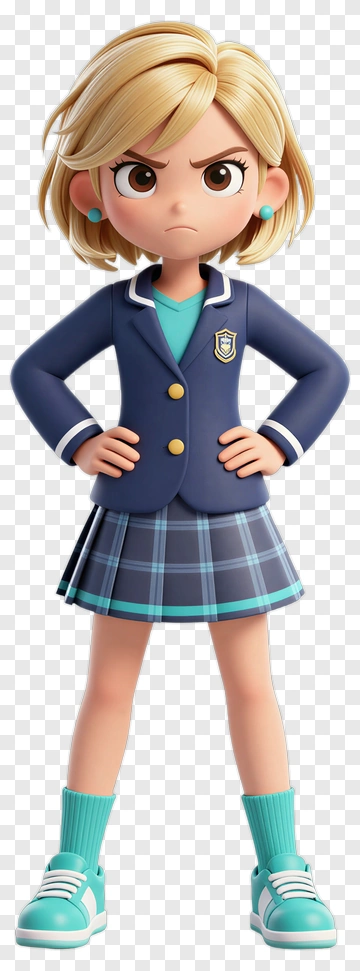 Cartoon Girl In School Uniform PNG