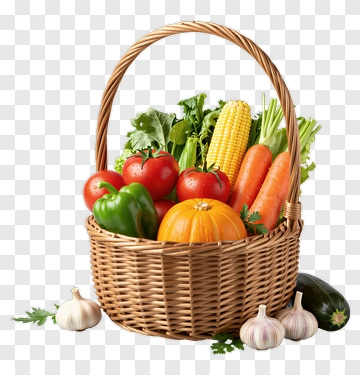 Vegetable Basket Filled With Fresh Produce PNG