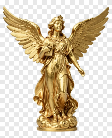 Golden Angel Statue With Wings PNG