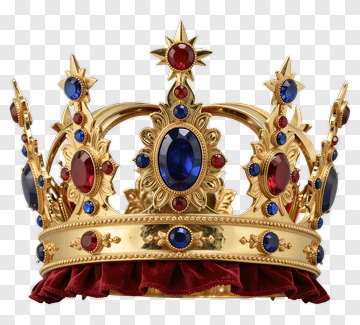 Golden Crown With Red And Blue Gems PNG