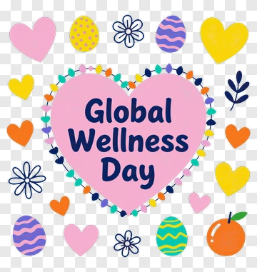 Global Wellness Day Heart Design PNG