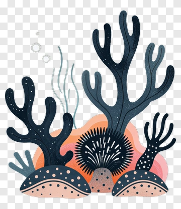 Colorful Coral Reef Illustration PNG