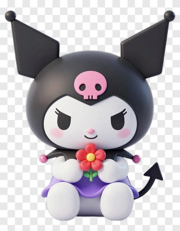 Kawaii Character Holding A Flower PNG