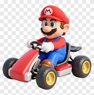 Mario Driving A Go-Kart PNG