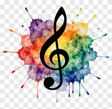 Colorful Musical Note On Abstract Splash Background PNG