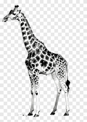 Black And White Giraffe Illustration PNG
