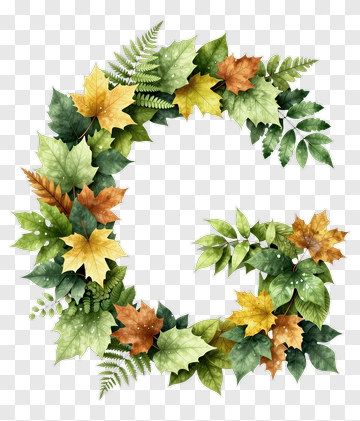 Leafy Letter G Wreath PNG