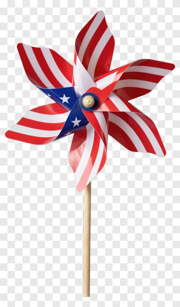 Pinwheel With Red, White, And Blue Stripes PNG