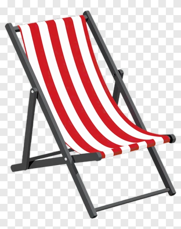 Deck Chair With Red And White Stripes PNG