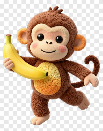 Cartoon Monkey Holding A Banana PNG