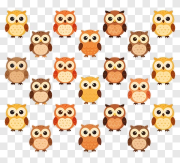Colorful Cartoon Owls PNG
