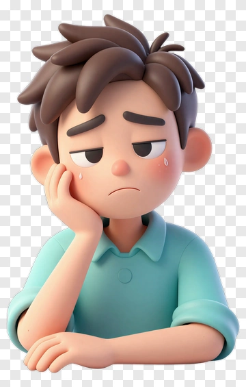 Cartoon Boy Looking Thoughtful PNG